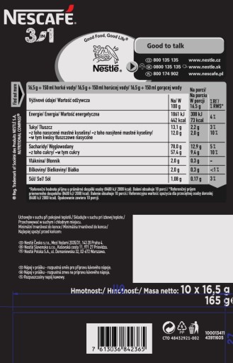 NESCAFE 3v1 klasická instantná káva 10 vrecúšok
