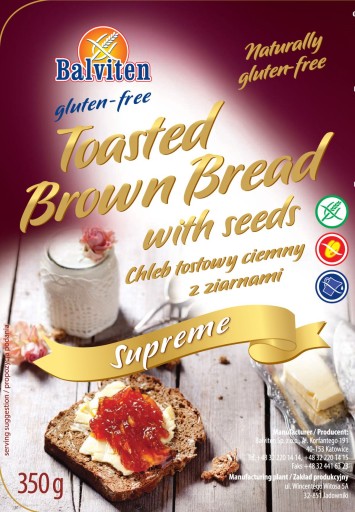 Balviten Tmavý toastový chlieb so semienkami 350g, bezlepkový
