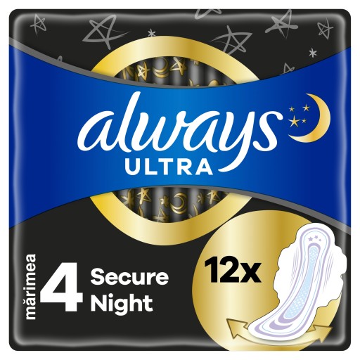 Always Ultra Night s krídelkami, 12 kusov hygienických vložiek