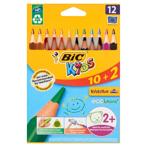 BIC TROJUHOLNÍK HRUBÁ FARBA CUŽKY PRE DETI ECO 12 FARB.
