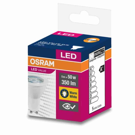 OSRAM HALOGEN LED ziarovka 4,5W=50W GU10 36s 2700K