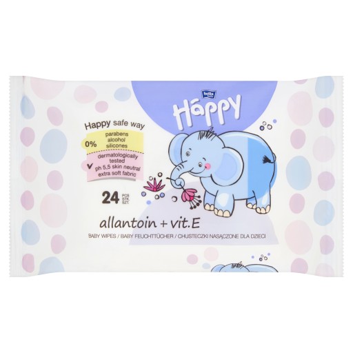 Happy vlhčené obrúsky vitamín E alantoín 24 ks