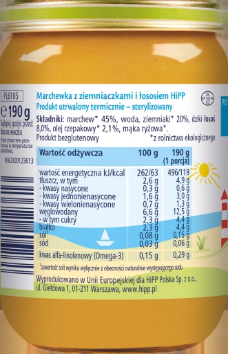 HiPP mrkva. zemiak a losos po 5 mesiacoch 190 g