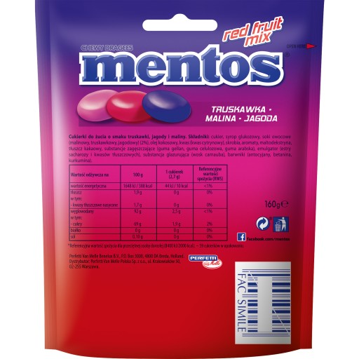 Mentos žuvacie cukríky Red Fruit Mix 160g