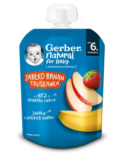 Gerber Mousse Dezert Jablko Banán Jahoda po 6 mesiacoch 80 g