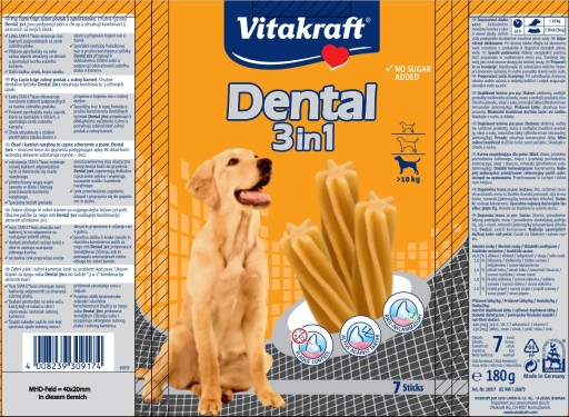 Vitakraft dental 3v1 m 180g pamlsok pre psa