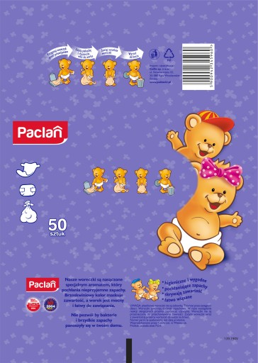Paclan Vonné vrecká na plienky, pampers, 50 ks
