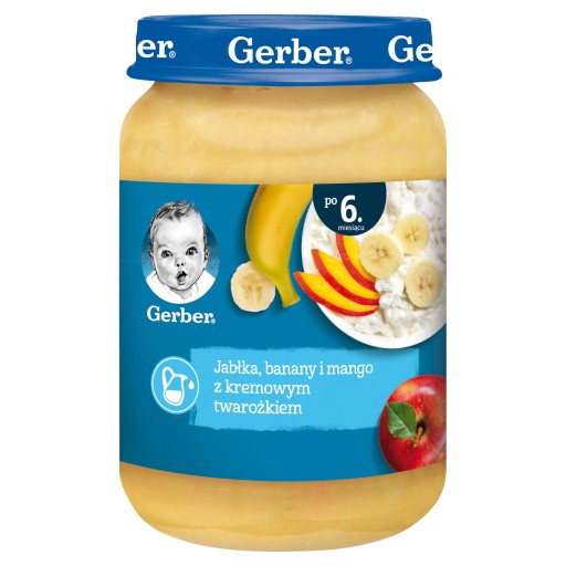 Gerber dezert Jablká banány mango s jemným tvarohom pre deti 190g