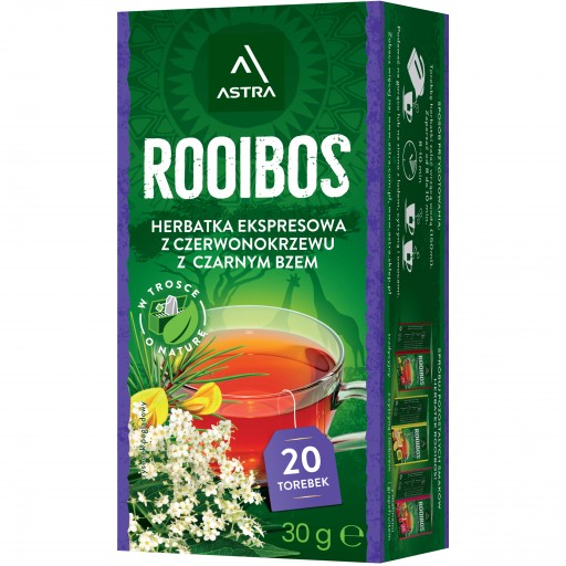 Bylinkový čaj vo vrecúškach Astra Rooibos baza čierna 20 ks x4
