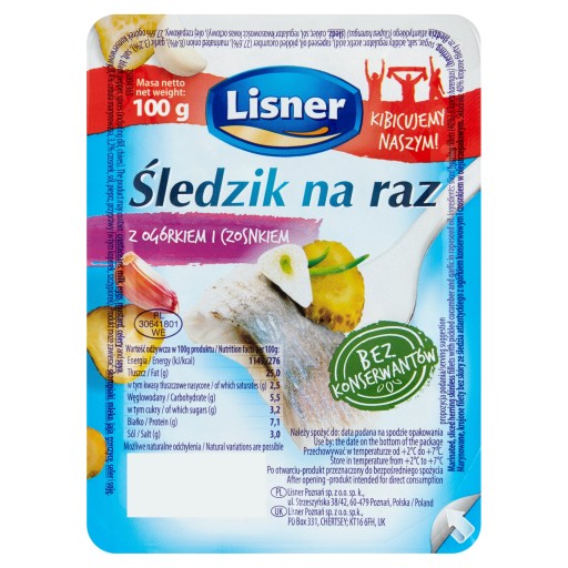 Lisner Sleď s uhorkou a cesnakom 100 g