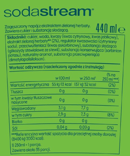 SodaStream Lipton Green Tea sirup koncentrát Zelený čaj 440ml