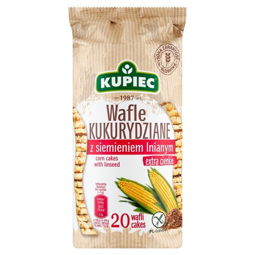 KUPIEC Kukuričné oblátky s ľanovým semienkom extra tenké 20 oblátok 105g