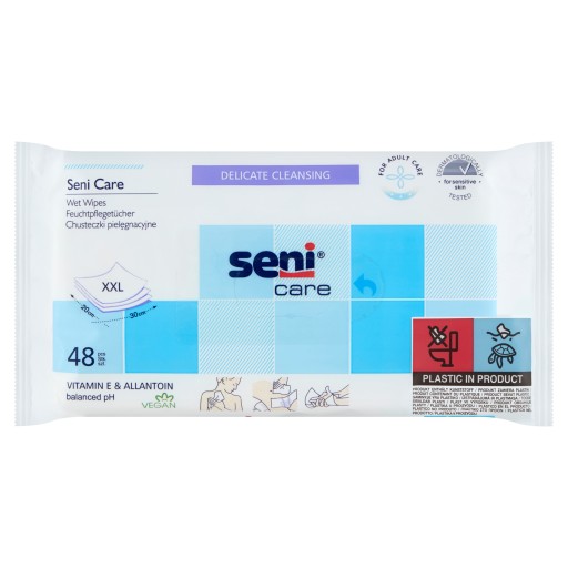 Seni care Vlhčené Utierky ALANTOIN TZMO XXL VEĽKÉ 30x20cm 48 ks.