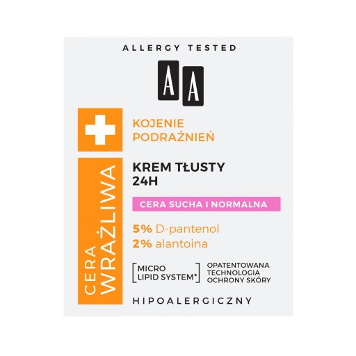 AA mastný krém na citlivú pleť 24h 50ml