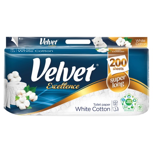 VELVET EXCELLENCE TOALETNÝ PAPIER 8KS BIELY ELEG