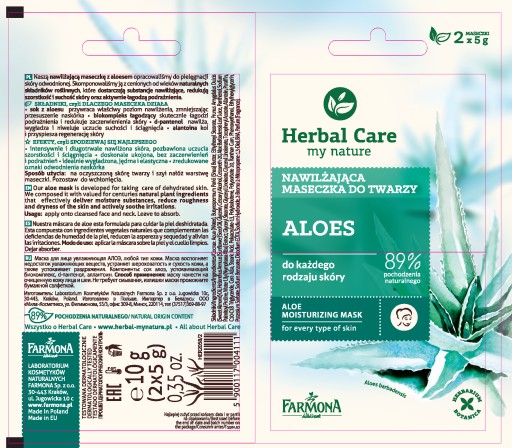 Farmona Herbal Care Hydratačná maska Aloe - vrecúško 5ml x 2