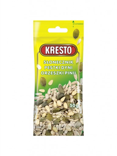 KRESTO Slnečnicové semienka, tekvicové semienka, píniové oriešky 50 g