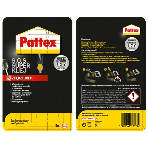 Sekundové lepidlo Pattex S.O.S 5 g štetcom