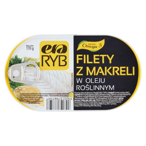 ERA RYB Filety z makrely v rastlinnom oleji 170g Era Ryb 0,17 kg
