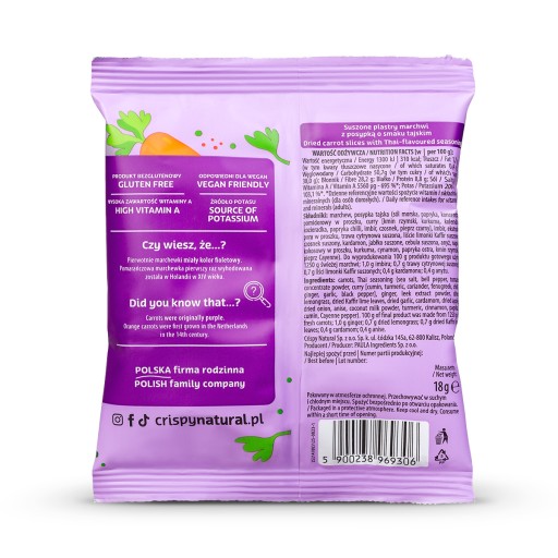 Mrkva s thajskou príchuťou 18g Crispy Natural