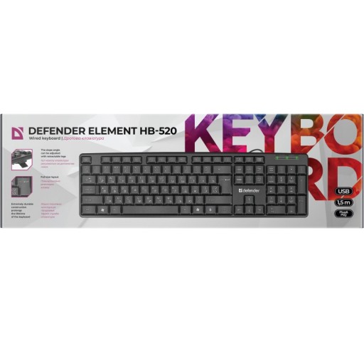 Defender ELEMENT HB-520 USB drôtová klávesnica, čierna