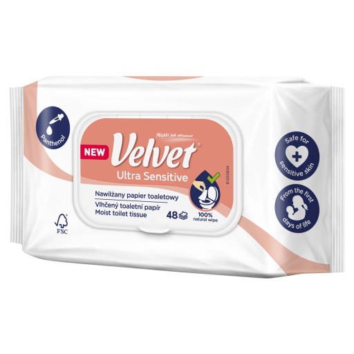 Ultra Sensitive zvlhčený mokrý osviežujúci toaletný papier 48 kusov