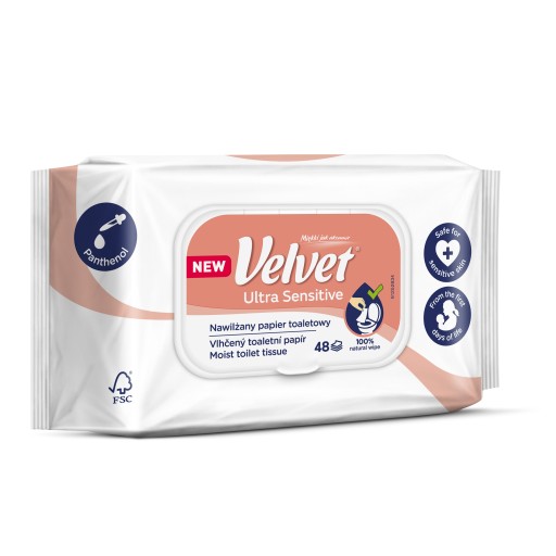 Velvet Ultra Sensitive vlhčený toaletný papier 48 ks
