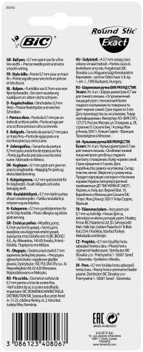 Modré guľôčkové pero BIC Round Stic Exact, 4 kusy
