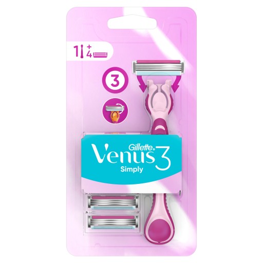 Holiaci strojček Gillette Simply Venus3 so 4 vymeniteľnými vložkami