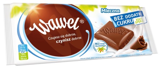 WAWEL MLIEČNA ČOKOLÁDA BEZ CUKRU 90G