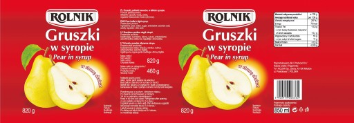 Rolník Hrušky v sirupe 820 g