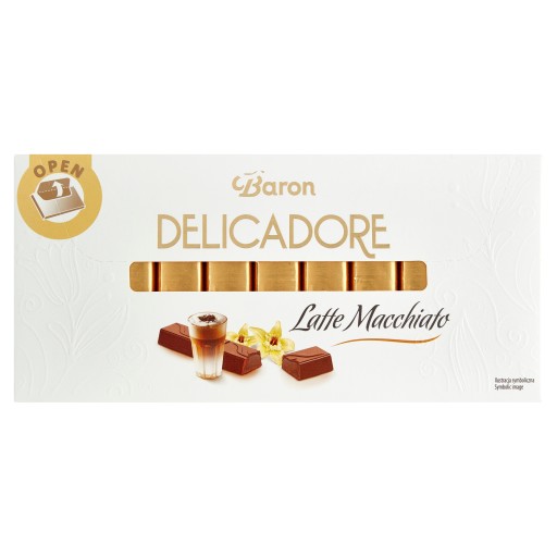 Čokolády s náplňou v príchuti Latte Macchiato Delicadore Baron 200g