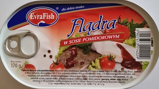 FLOUNDER V RAJKOVEJ OMÁČKE zaváraný bivak Evra 170g