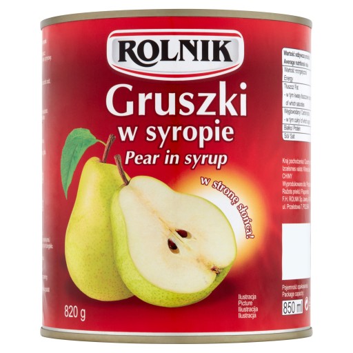 Rolník Hrušky v sirupe 820 g