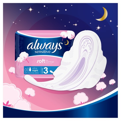 VŽDY ULTRA 7 CITLIVÉ NOČNÉ hygienické vložky