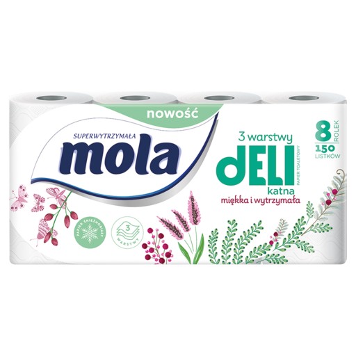 MOLA Jemný toaletný papier 3 vrstvy 8 roliek