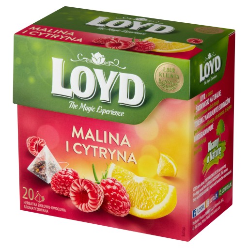 Ovocný čaj v pyramídach Loyd malina a citrón 20 ks