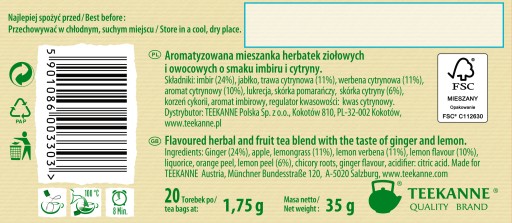 Teekanne instantný bylinný čaj Zázvor s citrónom 35 g