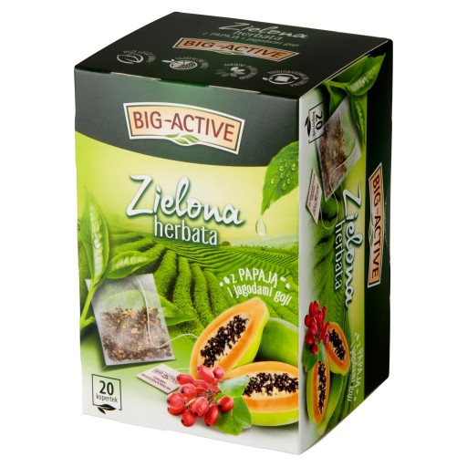 Big-Active expresný zelený čaj s papája a goji 20 x 1,7 g