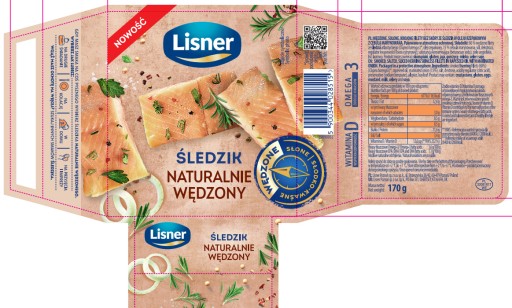 Prírodne údený sleď lisner 170g