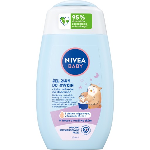 NIVEA BABY gél 2v1 na umývanie tela a vlasov pred spaním 200 ml pre deti