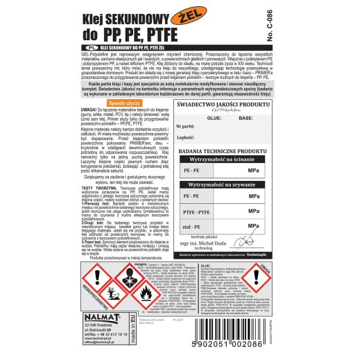LEPIDLO NA PLASTY PP, PE, PTFE TECHNICQLL C-086