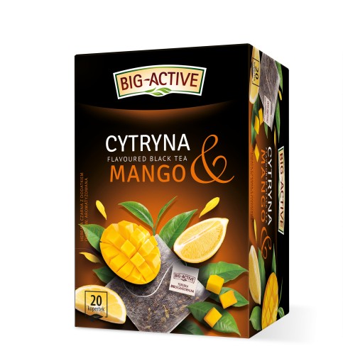 BIG ACTIVE Čierny citrónový čaj s mangom 20 obálok