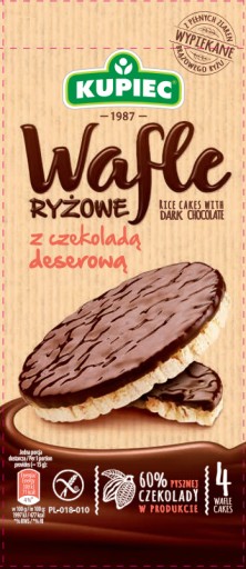 Kupiec Ryžové oblátky s belgickou tmavou čokoládou 60g