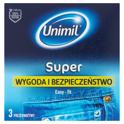 VLHČENÉ KONDÓMY UNIMIL SUPER EASY-FIT 3 ks