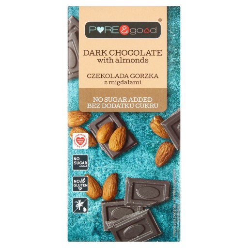 Horká čokoláda s mandľami, bez pridaného cukru, 75g