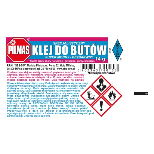 Lepidlo na topánky 14g PILMAS super silné