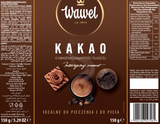 Wawel Kakao s NÍZKYM OBSAHOM TUKU 150G