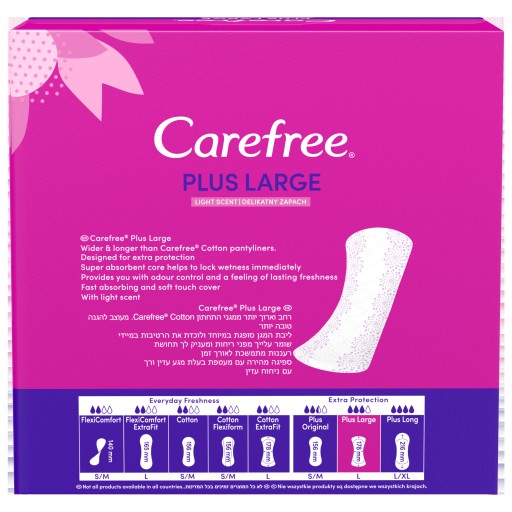 CAREFREE Plus Veľké hygienické vložky Light Scent 64 ks