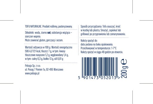Prírodné tofu 200 g Polsoya